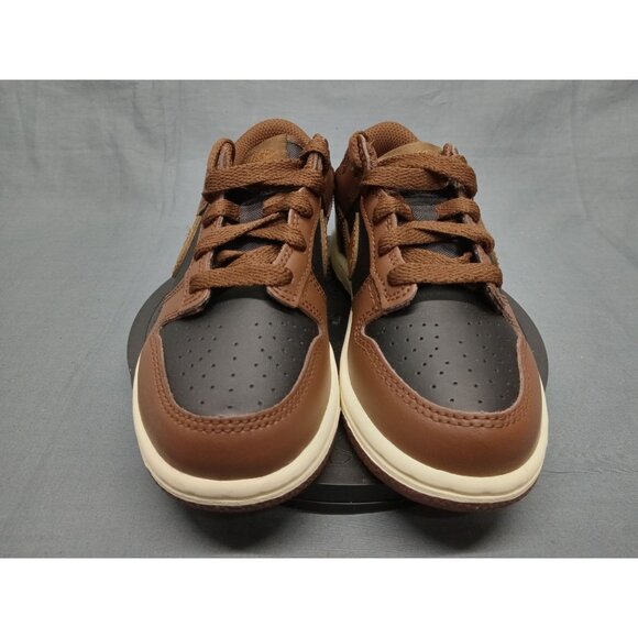 Nike Boys Dunk Low (GS) Sneakers Leather Black Tan Cacao Size 4.5 NEW IN BOX! - Picture 10 of 13